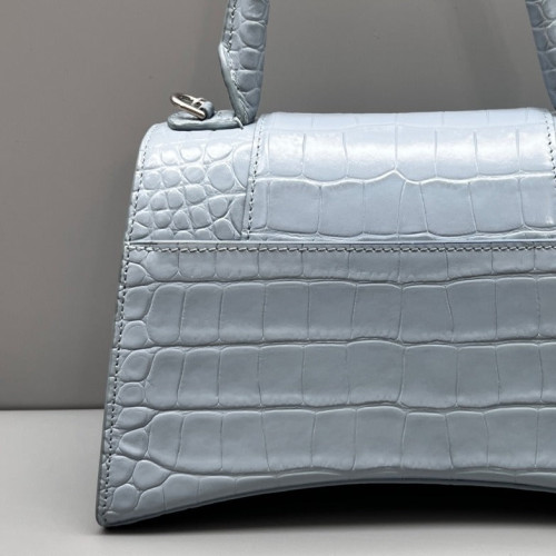 Balenciaga Hourglass Small Calfskin Crocodile Embossed Light Blue