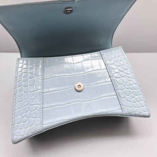 Balenciaga Hourglass Small Calfskin Crocodile Embossed Light Blue