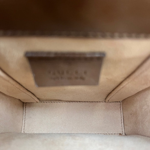 Gucci Mini Horsebit 1955 Crossbody Bag GG Supreme Monogram Brown Beige