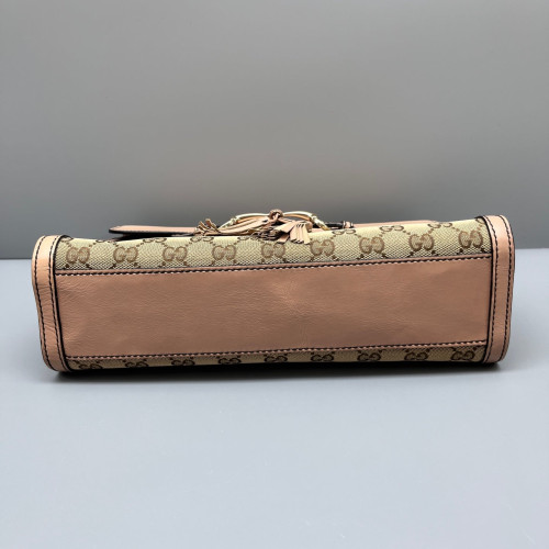 Gucci Medium Emily Chain Shoulder Bag GG Supreme Monogram Pink Brown Beige