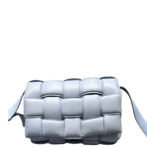 Bottega Veneta Small Padded Cassette Crossbody Bag Lambskin Maxi Intrecciato Light Blue