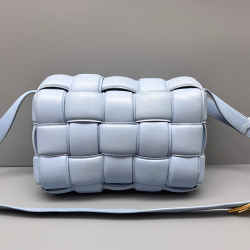 Bottega Veneta Small Padded Cassette Crossbody Bag Lambskin Maxi Intrecciato Light Blue