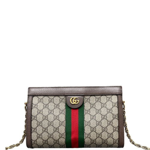 Gucci Web Small Ophidia Chain Shoulder Bag GG Supreme Monogram Beige Brown Green