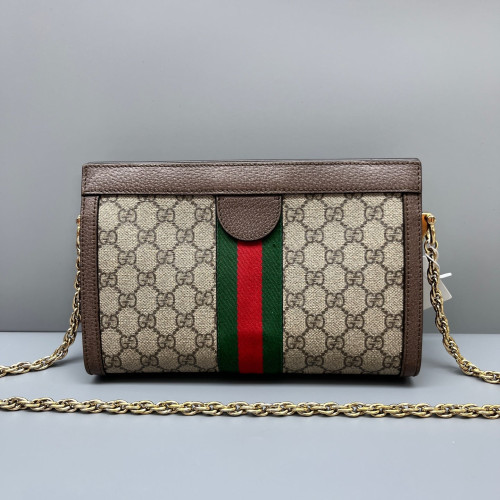 Gucci Web Small Ophidia Chain Shoulder Bag GG Supreme Monogram Beige Brown Green