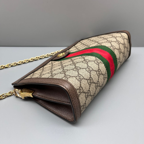 Gucci Web Small Ophidia Chain Shoulder Bag GG Supreme Monogram Beige Brown Green