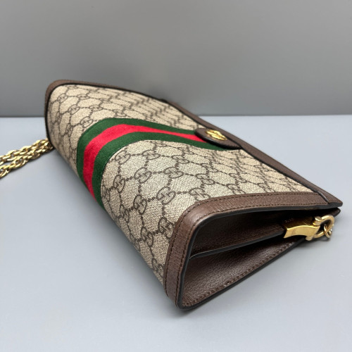 Gucci Web Small Ophidia Chain Shoulder Bag GG Supreme Monogram Beige Brown Green