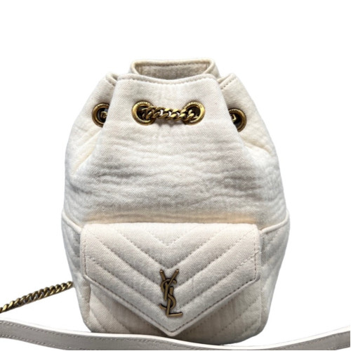 Yves Saint Laurent Chevron Bucket Canvas White