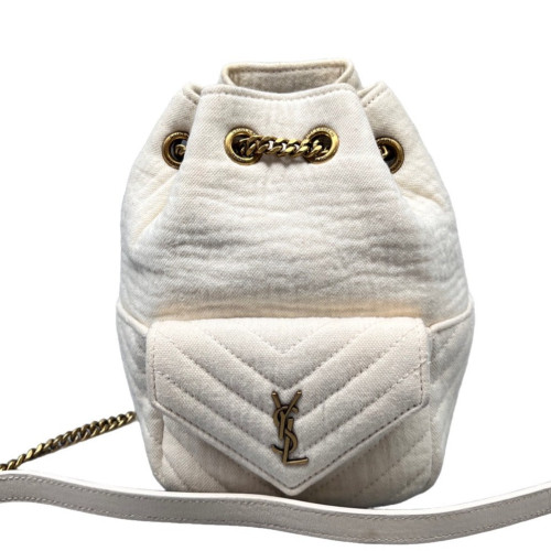 Yves Saint Laurent Chevron Bucket Canvas White