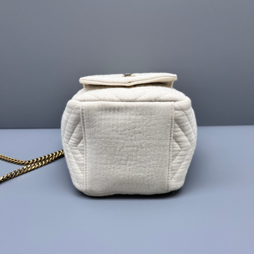 Yves Saint Laurent Chevron Bucket Canvas White