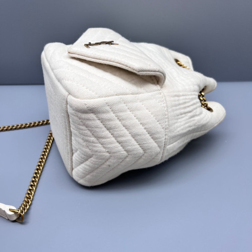 Yves Saint Laurent Chevron Bucket Canvas White