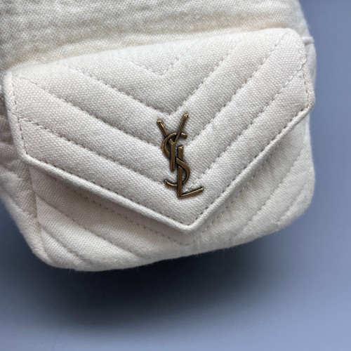 Yves Saint Laurent Chevron Bucket Canvas White