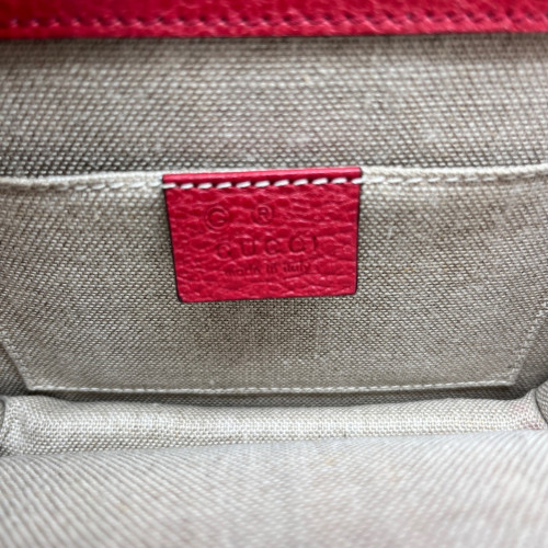 Gucci Small Interlocking G Shoulder Bag Grained Calfskin Red