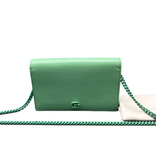 Gucci GG Marmont Chain Wallet Calfskin Green