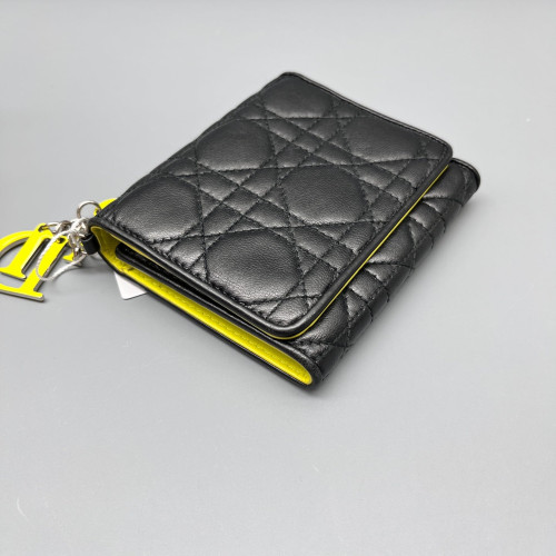 Dior Cannage Stitch Compact Wallet Calfskin Black