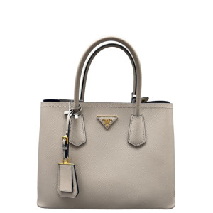 Prada Large Double Bag Saffiano Calfskin Grey