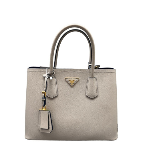 Prada Large Double Bag Saffiano Calfskin Grey