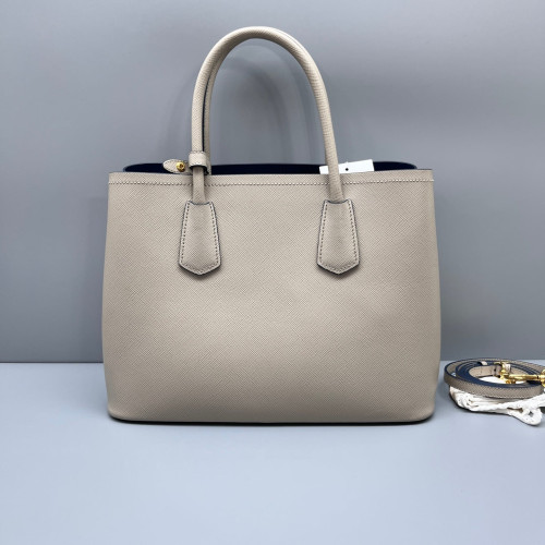 Prada Large Double Bag Saffiano Calfskin Grey