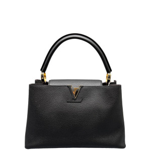 Louis Vuitton Capucines MM Grained Calfskin Black Louis Vuitton Capucines MM Grained Calfskin Black