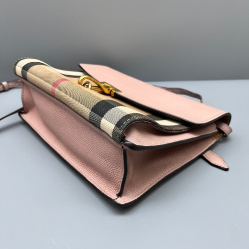 Burberry Small Macken Crossbody Bag House Check Calfskin Pink Beige Black Burberry Small Macken Crossbody Bag House Check Calfskin Pink Beige Black