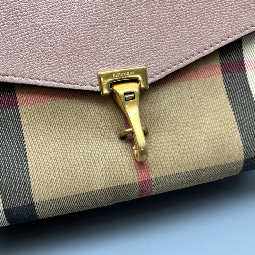Burberry Small Macken Crossbody Bag House Check Calfskin Pink Beige Black Burberry Small Macken Crossbody Bag House Check Calfskin Pink Beige Black