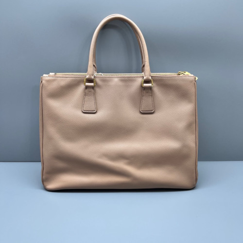 Prada Large Galleria Double Zip Tote Saffiano Calfskin Light Tan