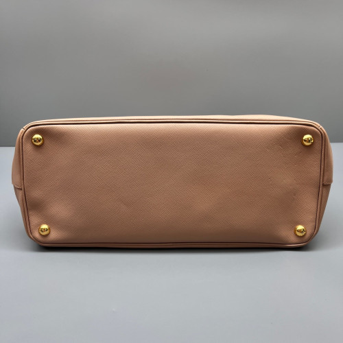 Prada Large Galleria Double Zip Tote Saffiano Calfskin Light Tan