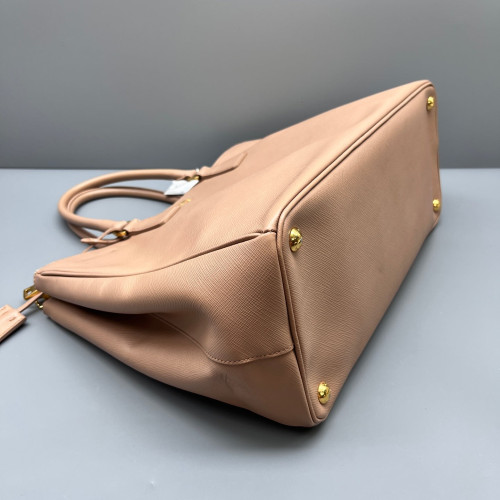Prada Large Galleria Double Zip Tote Saffiano Calfskin Light Tan
