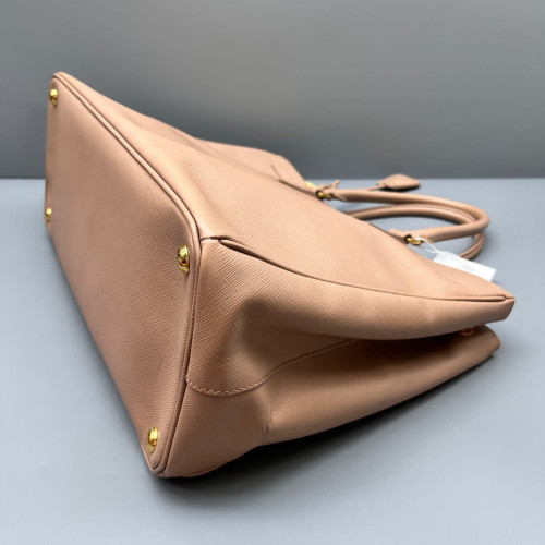 Prada Large Galleria Double Zip Tote Saffiano Calfskin Light Tan
