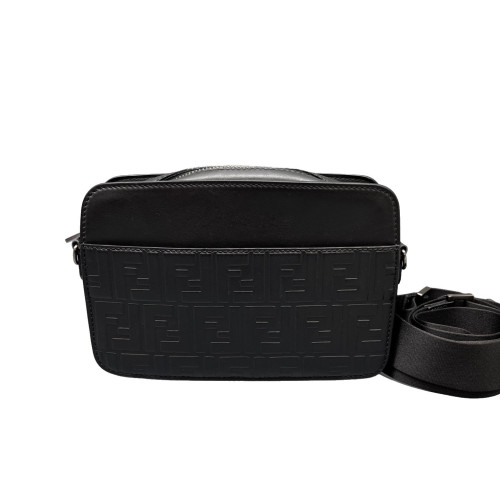 Fendi Camera Case Embossed FF Calfskin Canvas Black