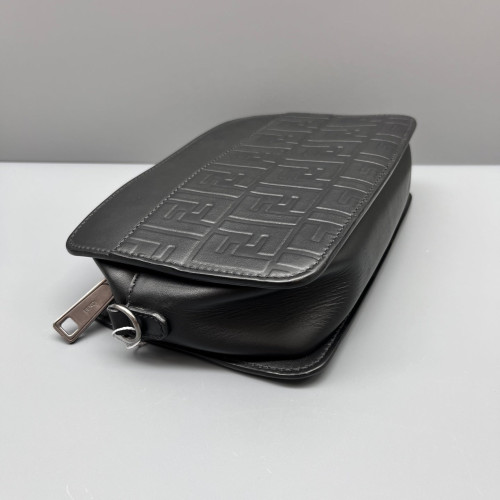 Fendi Camera Case Embossed FF Calfskin Canvas Black