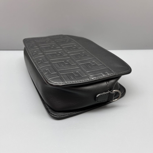 Fendi Camera Case Embossed FF Calfskin Canvas Black