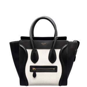Celine Micro Luggage Calfskin Black White