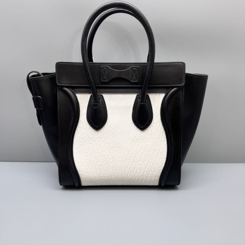 Celine Micro Luggage Calfskin Black White Celine Micro Luggage Calfskin Black White