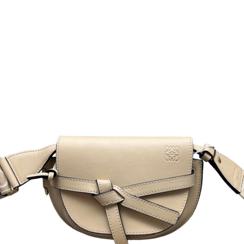 Loewe Embroidered Mini Gate Dual Calfskin Beige Loewe Embroidered Mini Gate Dual Calfskin Beige