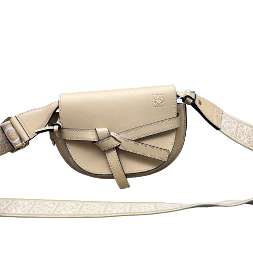 Loewe Embroidered Mini Gate Dual Calfskin Beige Loewe Embroidered Mini Gate Dual Calfskin Beige