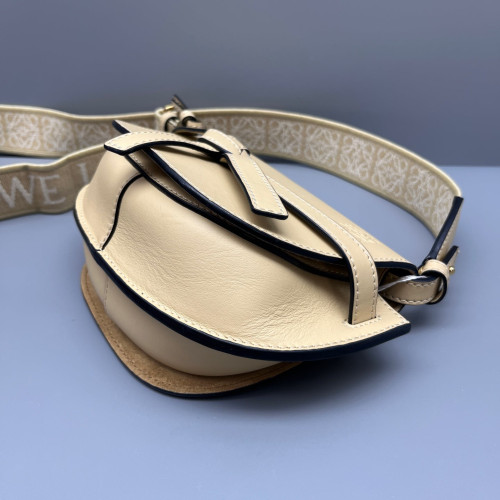 Loewe Embroidered Mini Gate Dual Calfskin Beige Loewe Embroidered Mini Gate Dual Calfskin Beige