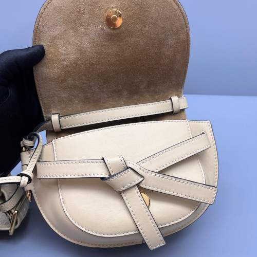 Loewe Embroidered Mini Gate Dual Calfskin Beige Loewe Embroidered Mini Gate Dual Calfskin Beige