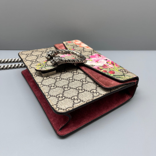 Gucci Mini Dionysus GG Supreme Monogram Blooms Beige Pink Red
