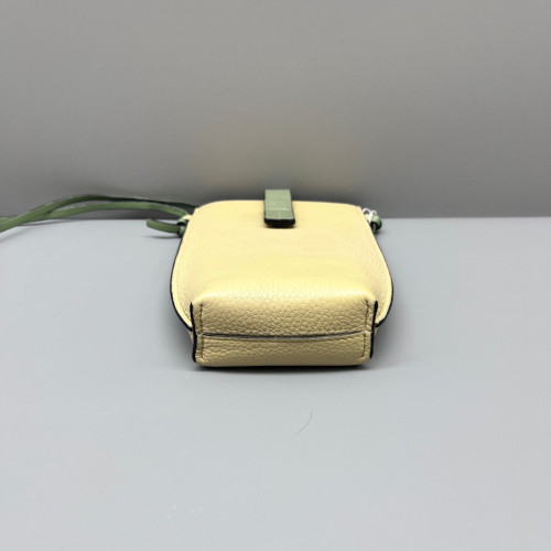 Loewe Phone Holder Grained Calfskin Beige Green
