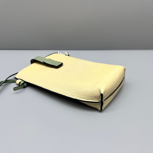Loewe Phone Holder Grained Calfskin Beige Green