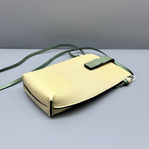 Loewe Phone Holder Grained Calfskin Beige Green