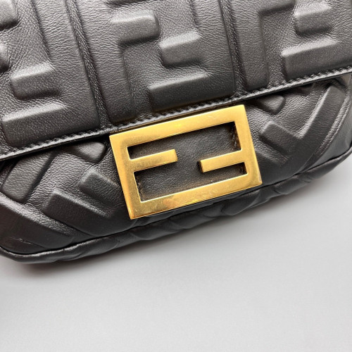 Fendi Mini Baguette Embossed FF Black