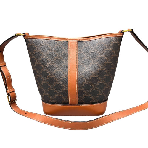 Celine Triomphe Bucket Bag Small Triomphe Brown Tan