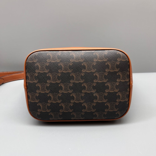 Celine Triomphe Bucket Bag Small Triomphe Brown Tan