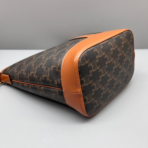 Celine Triomphe Bucket Bag Small Triomphe Brown Tan