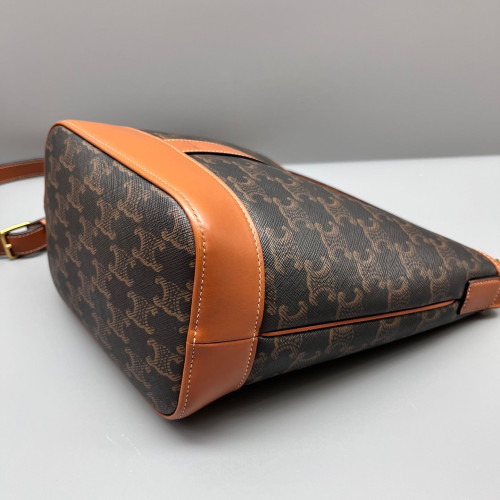 Celine Triomphe Bucket Bag Small Triomphe Brown Tan