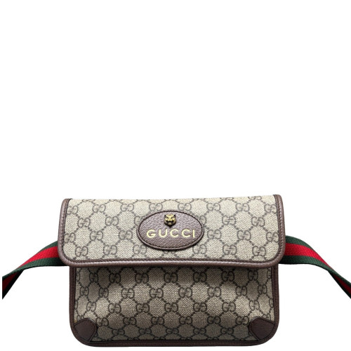 Gucci Web Neo Vintage Belt Bag GG Supreme Monogram Beige Brown Green