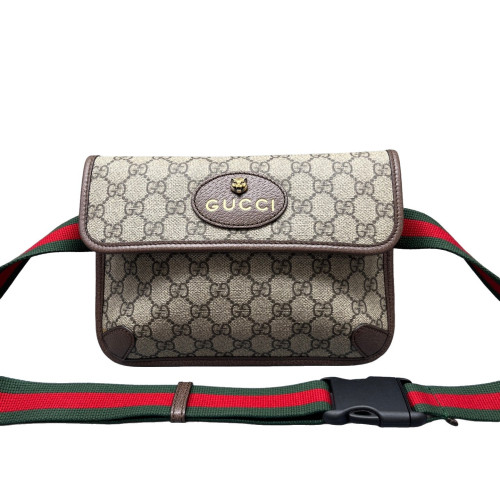 Gucci Web Neo Vintage Belt Bag GG Supreme Monogram Beige Brown Green