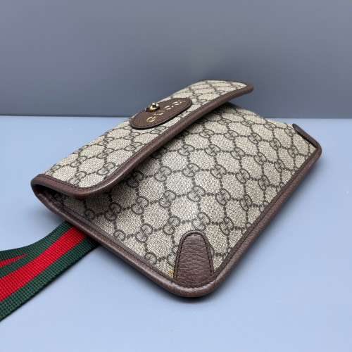 Gucci Web Neo Vintage Belt Bag GG Supreme Monogram Beige Brown Green