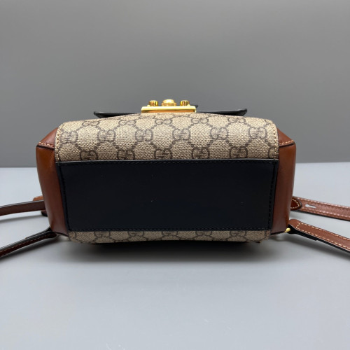 Gucci Padlock Backpack GG Supreme Monogram Black Brown